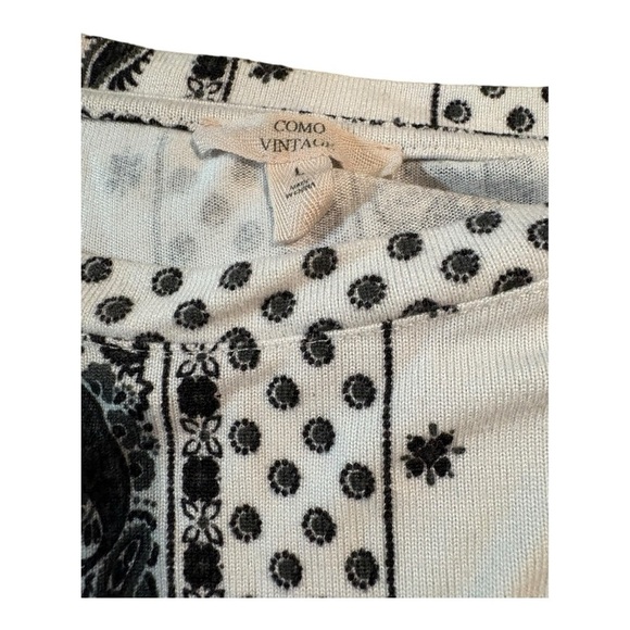 Como Vintage Black & White Geo Pattern Designer Blouse Size: L - Picture 5 of 5